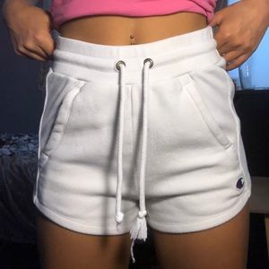 woman’s champion white sweat shorts